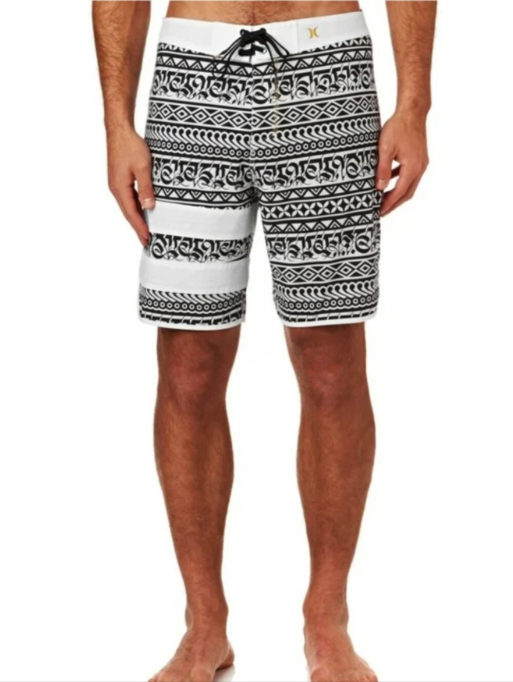 Hurley Board Shorts Swim Trunks Black and White Print Mens size 34